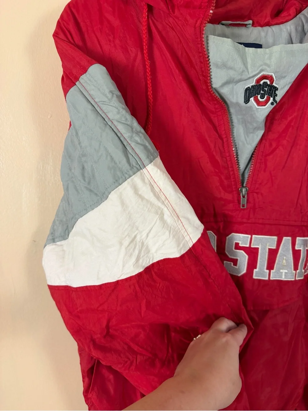 Ohio State vintage Red & Gray Pullover Windbreaker Jacket